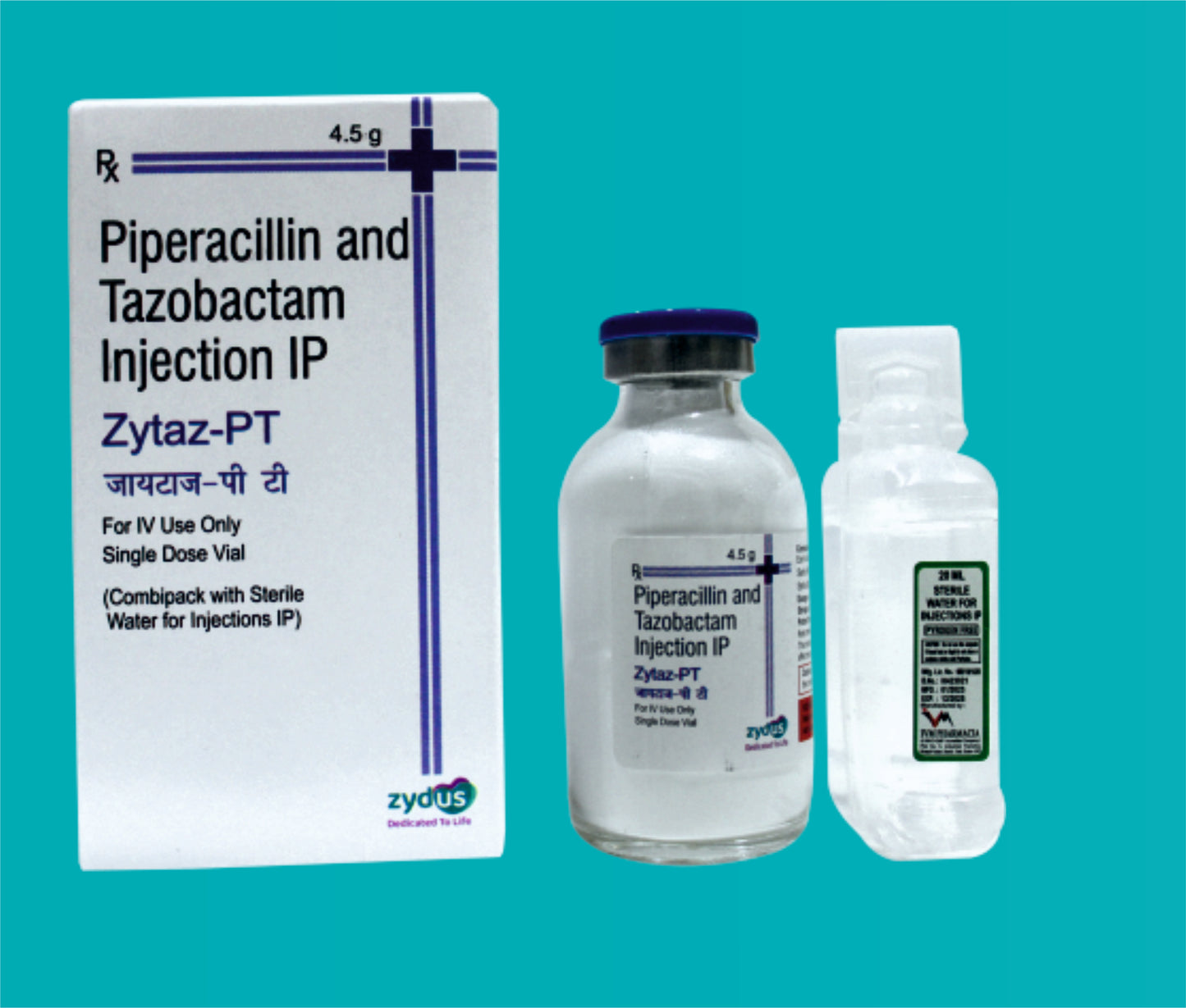 Zytaz - PT 4.5 gm Vial (4.5 gm Vial ) Piperacillin 4000 mg + Tazobactam 500 mg by Zydus