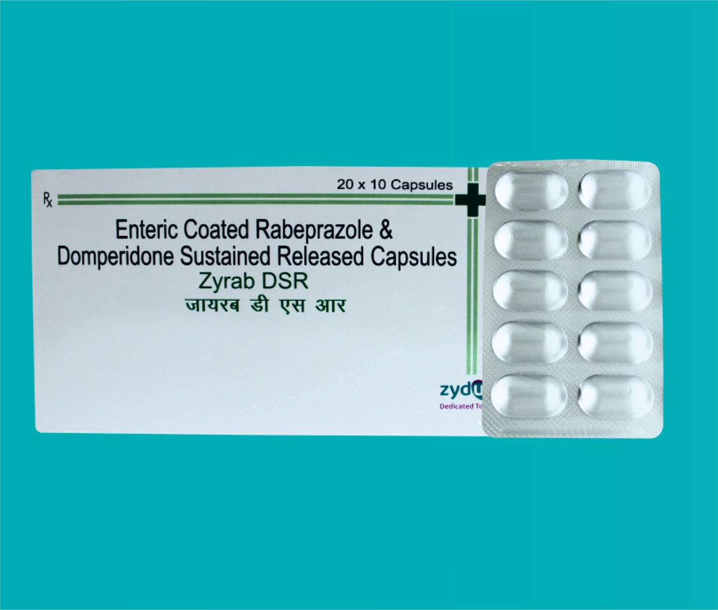 Zyrab-DSR Capsule
(Alu- Alu Pack) (20 x 10) Rabeprazole 20 mg + Domperidone 30 mg by Zydus