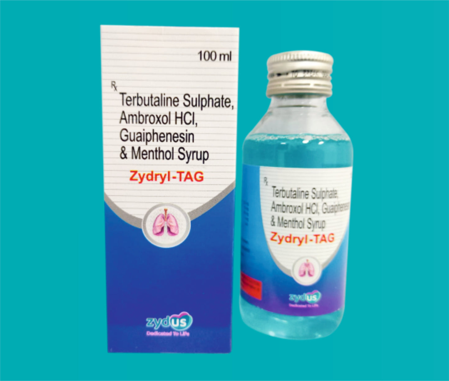 Zydryl- TAG Cough Syp.(With Monocarton & Measuring cup) (100 ml) Ambroxol 15 mg + Guaifenesin 50 mg + Terbutaline 1.25 mg by Zydus