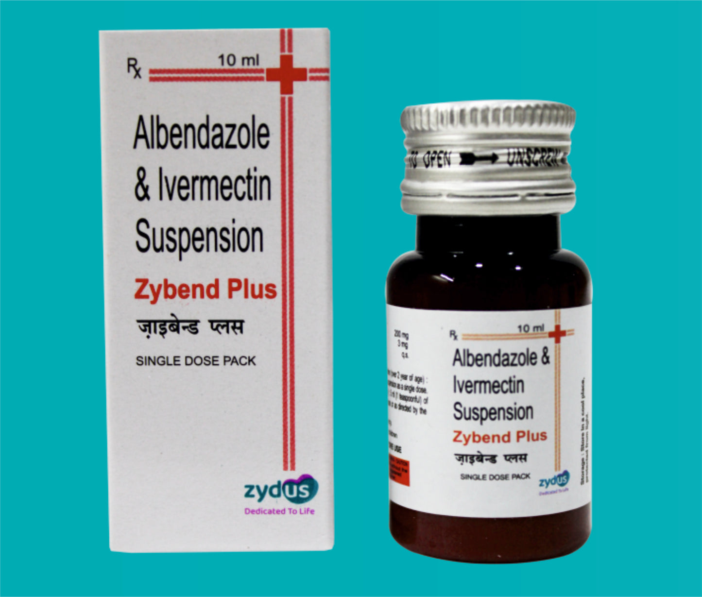 Zybend Plus Susp. (10 ml. ) Albendazole 200 mg + Ivermectin 3 mg by Zydus