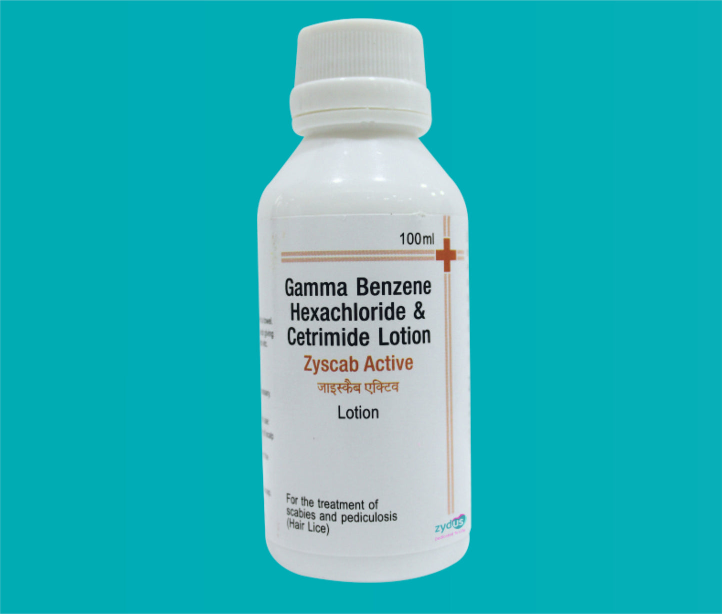 Zyscab Active Lotion (100 ml.) Gamma Benzene Hexachloride 1% + Cetrimide 0.1% by Zydus