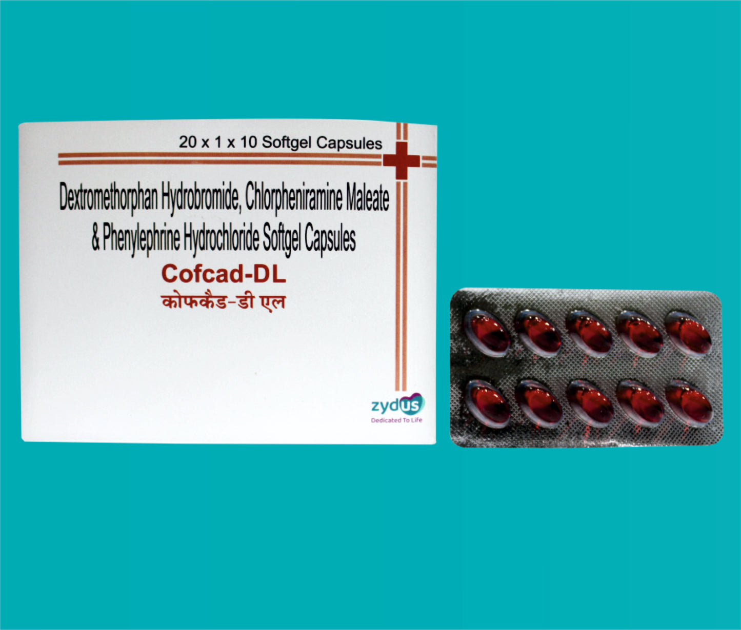 Cofcad-DL Soft
Gel Capsule (20 x 1 x 10) Chlorpheniramine 2 mg + Dextromethorphan 10 mg + Phenylephrine 5 mg by Zydus