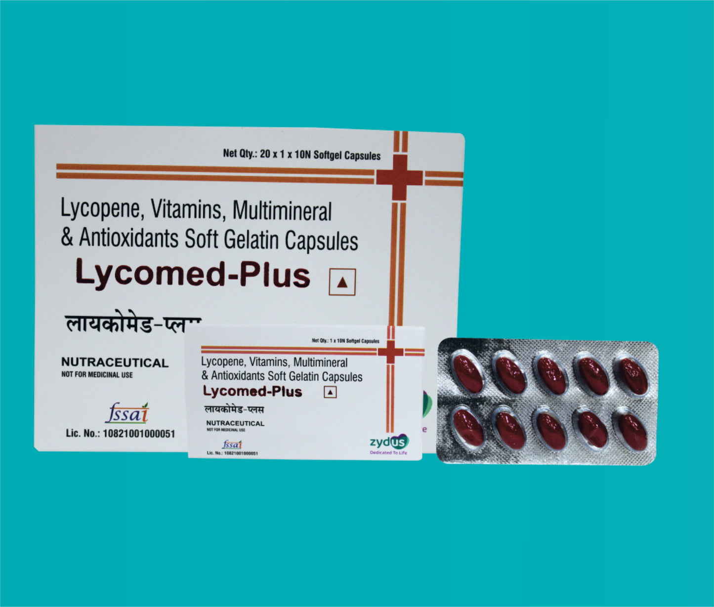 LYCOMED PLUS SOFTGEL CAPSULE 20X1X10 (20 X 1 X 10) Antioxidants, Lycopene , Vitamins & Multiminerals
Capsules. by Zydus