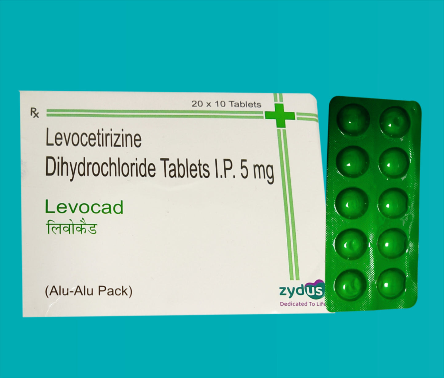 Levocad Tab
(Alu-Alu Green Colour) (20 x 10 ) Levocetirizine 5 mg by Zydus