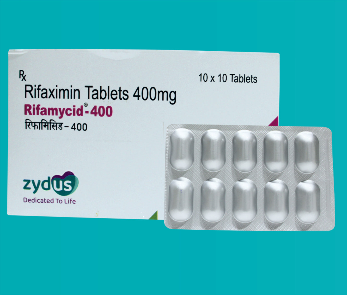 Rifamycid 400
Tabs (10 x 10 ) Rifaximin 400 mg by Zydus