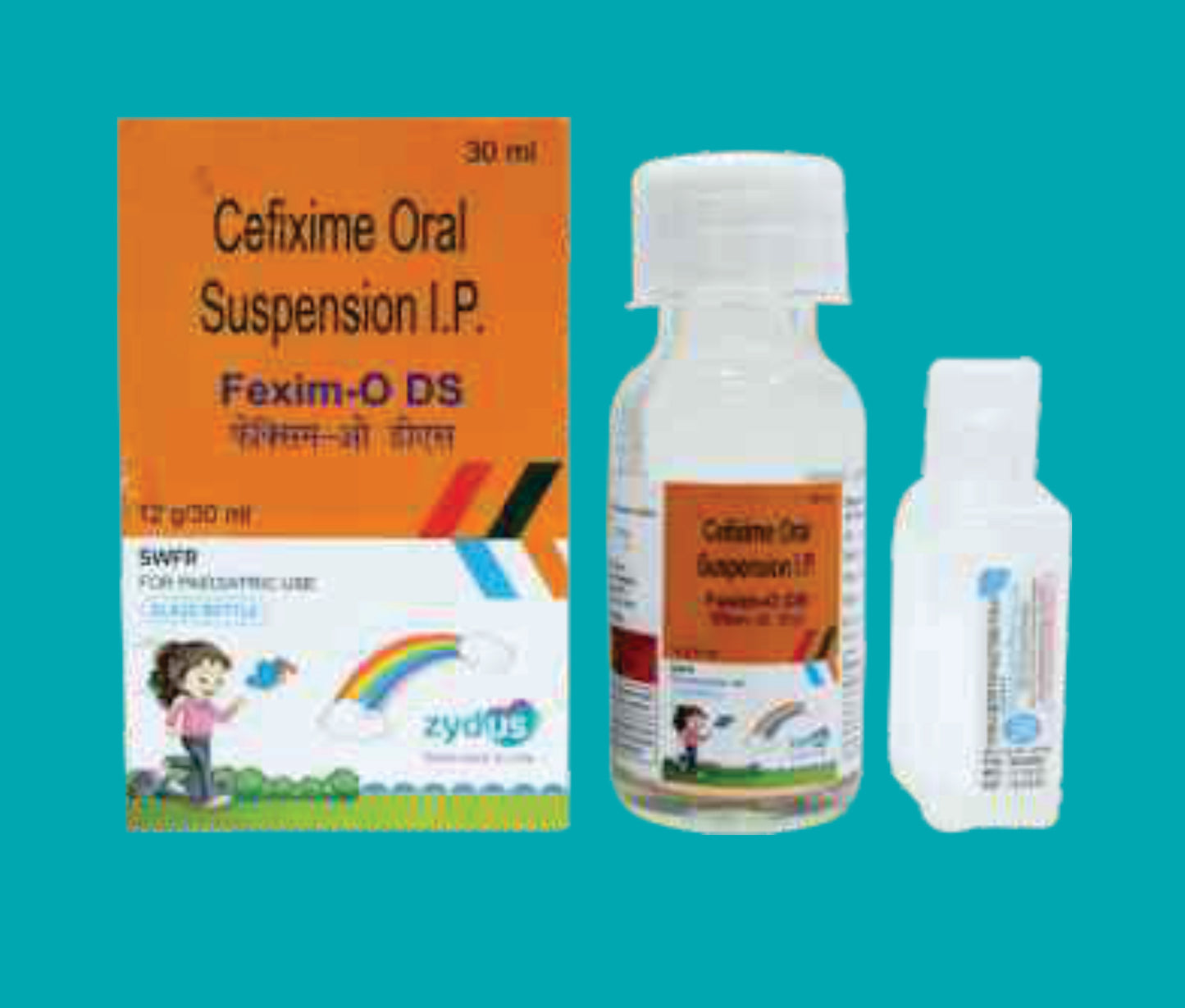 Fexim-O DS 100 mg Glass bottle with WFI (30 ml.) Cefixime 100 mg by Zydus