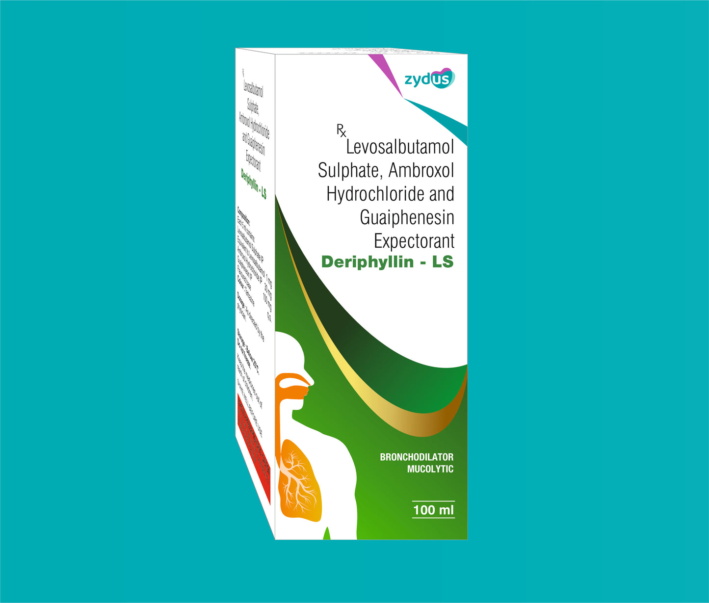 Deriphyllin- LS Syp (100ml) Levosalbutamol 1 mg + Ambroxol 30 mg + Guaifenesin 100 mg by Zydus