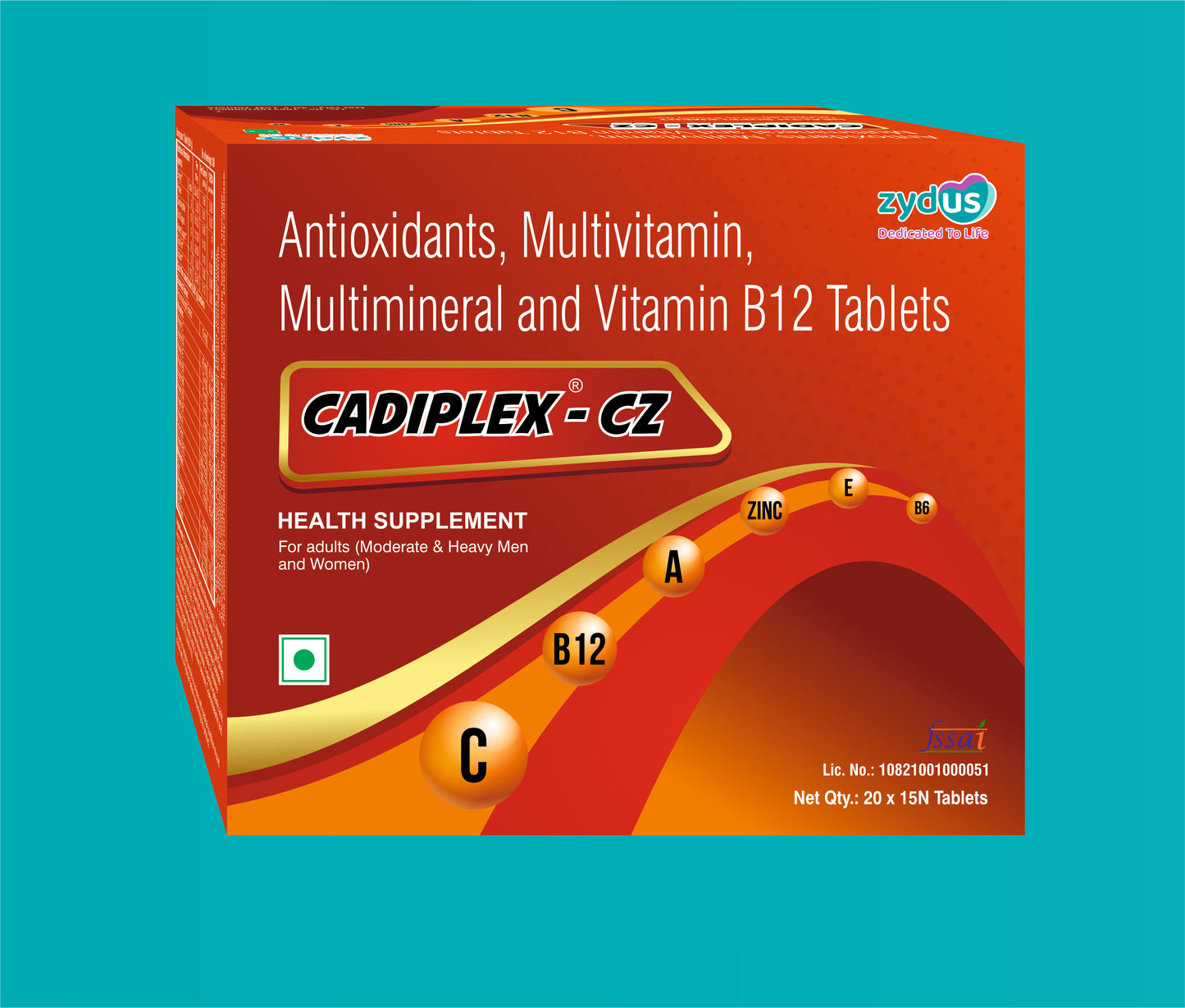 CADIPLEX CZ TAB. (20x15) Antioxidants, Multi Vitamins & Multiminerals & Vitamin B12 Tab by Zydus