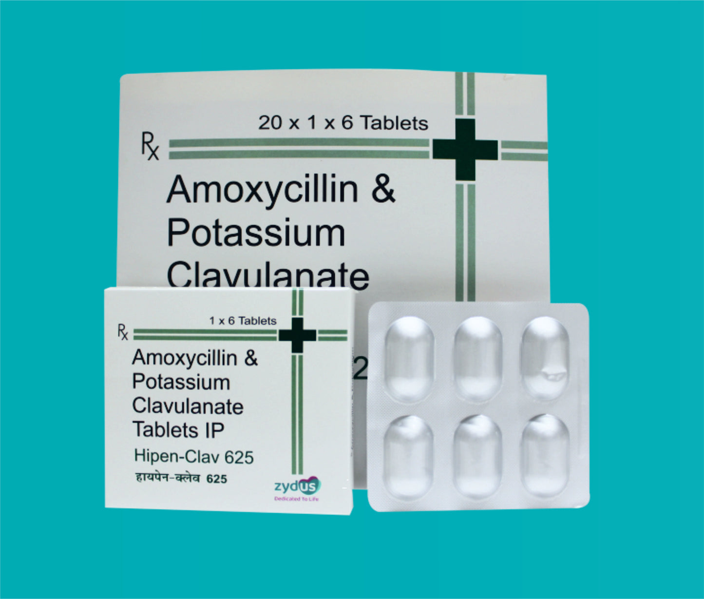 Hipen Clav 625 10x1x10 Alu Alu (10X1X10) Amoxicillin 500 mg + Clavulanic Acid 125 mg by Zydus
