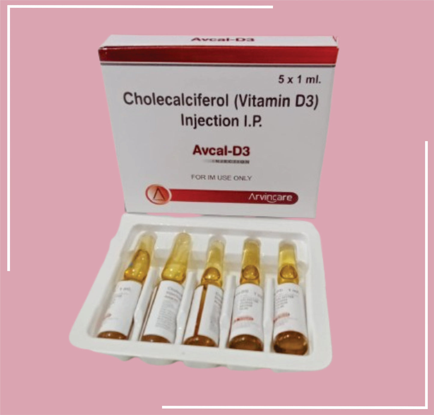 Avcal-D3 Enjeksiyon 1 Ml (Kolekalsiferol (D3 Vitamini) 300.000 IU/Ml Arvincare Enjeksiyonu