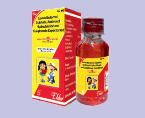 ASCOTOR LS JUNIOR 60ML (Levosalbutamol 0.5mg, Ambroksol 15mg, Guaifenesin 50mg) by Elder