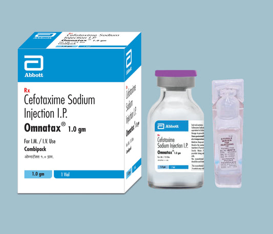 Omnatax 1gr Enjeksiyon (Flakon+enjeksiyonluk su) (Sefotaksim Sodyum 1000mg) - Abbott