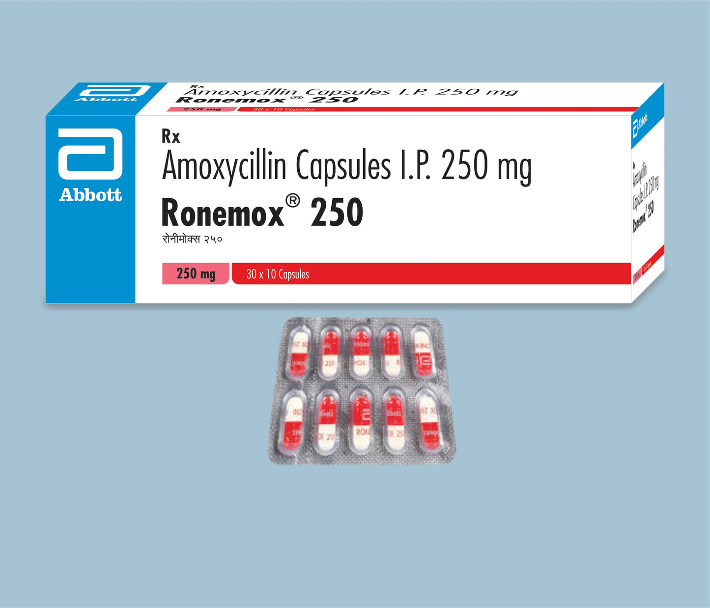 Ronemox 250 Capsules 10’s (10Caps) (Amoxycillin Capsules 250mg)  by Abbott