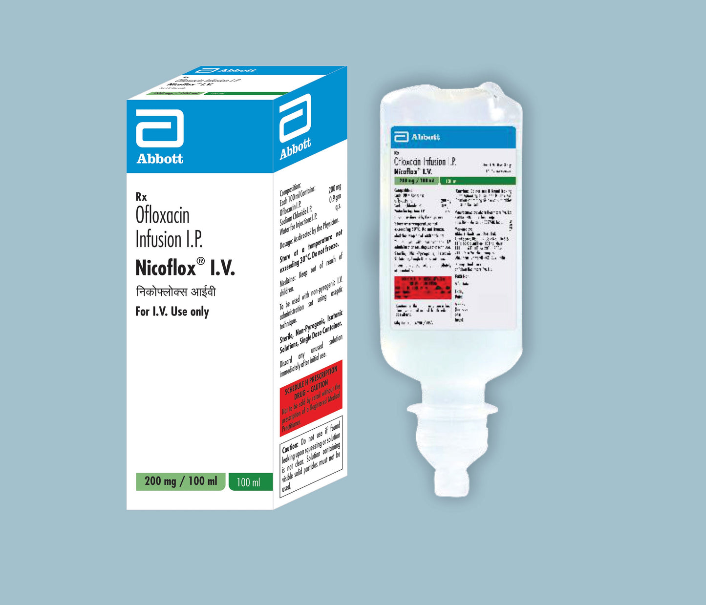 Nicoflox I.V. 100ml (100 ml) (Ofloxacin 200mg & Sodium Chloride 0.9g)  by Abbott