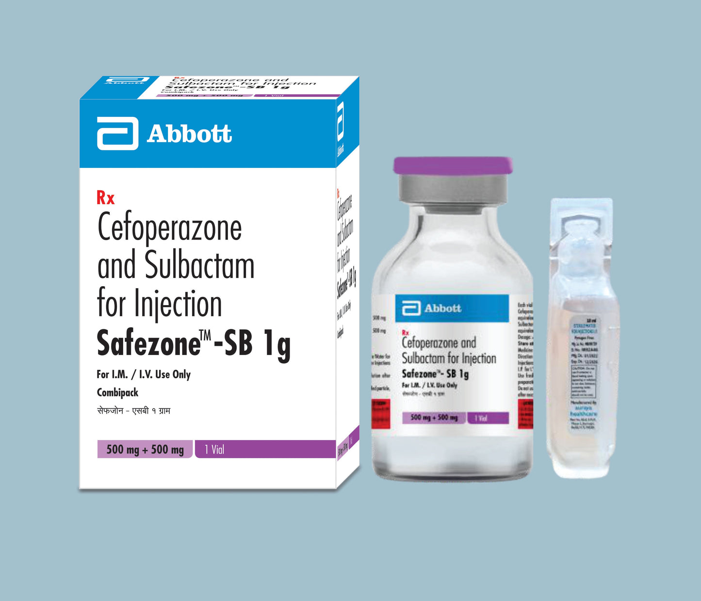 Safezone SB 1g Injection (Vial + wfi) (Cefoperazone 500mg & Sulbactam 500mg)  by Abbott