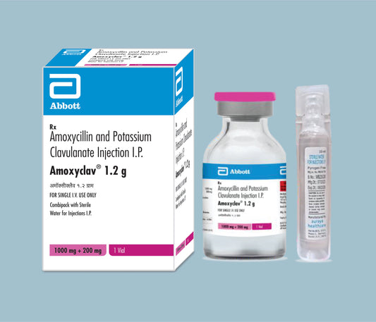 Amoxyclav 1,2 gr Enjeksiyon (Flakon + enjeksiyonluk su) (Amoksisilin 1000 mg, Potasyum Klavulanat 200 mg) - Abbott