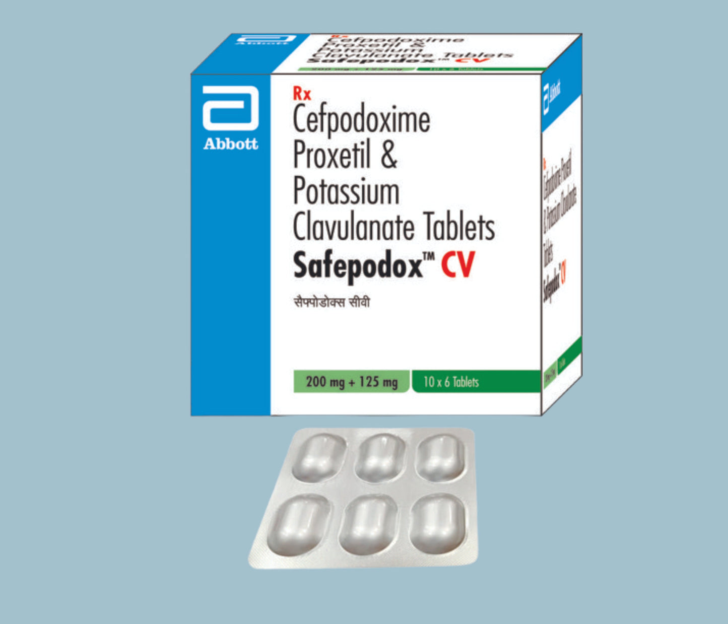 Safepodox CV Tablets (6Tabs) (Cefpodoxime 200mg & Potassium Clavulanate 125mg )  by Abbott