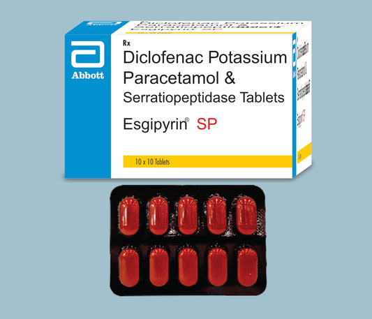 Esgipyrin SP Tablet (10 Tablet) (Diklofenak Potasyum 50 mg, Parasetamol 325 mg ve Serratiopeptidaz 10 mg) Abbott