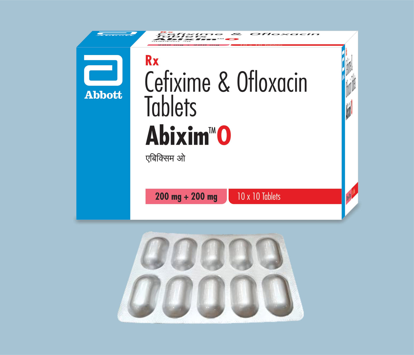 Abixim O Tablets (10 Tabs) (Cefixime 200mg & Ofloxacin 200mg)  by Abbott