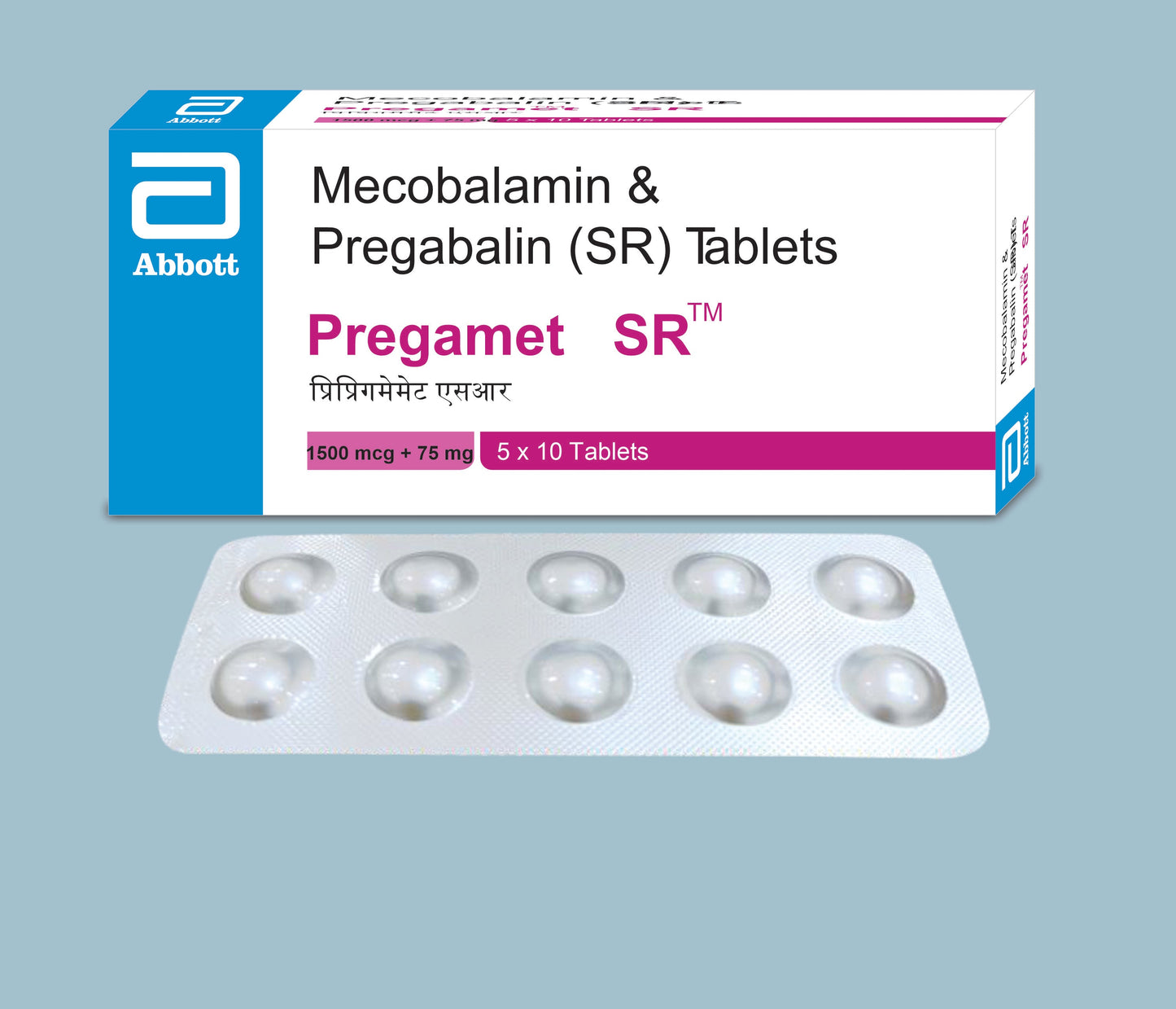 Pregamet SR Tablets (10 Tabs) (Mecobalamin 1500mcg & Pregabalin 75mg)  by Abbott