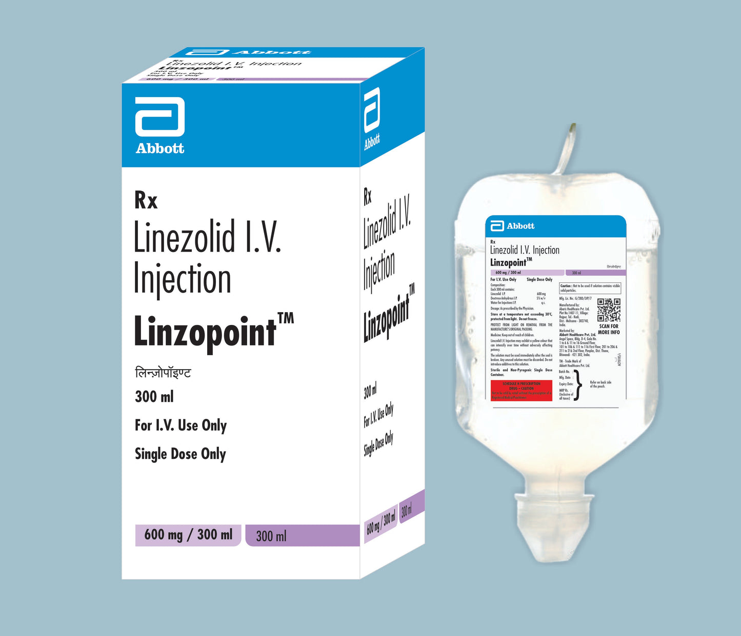 Linzopoint I.V. (300 ml) (Linezolid 600mg & Dextrose Anhydrous 5.0% w/v)  by Abbott