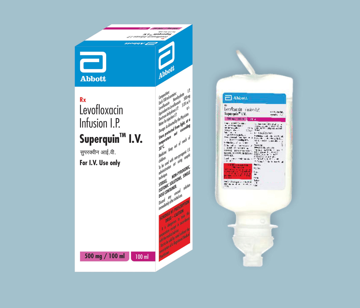 Superquin I.V (100ml) (Levofloxacin 500mg & Dextrose Anhydrous 5.0% w/v)  by Abbott