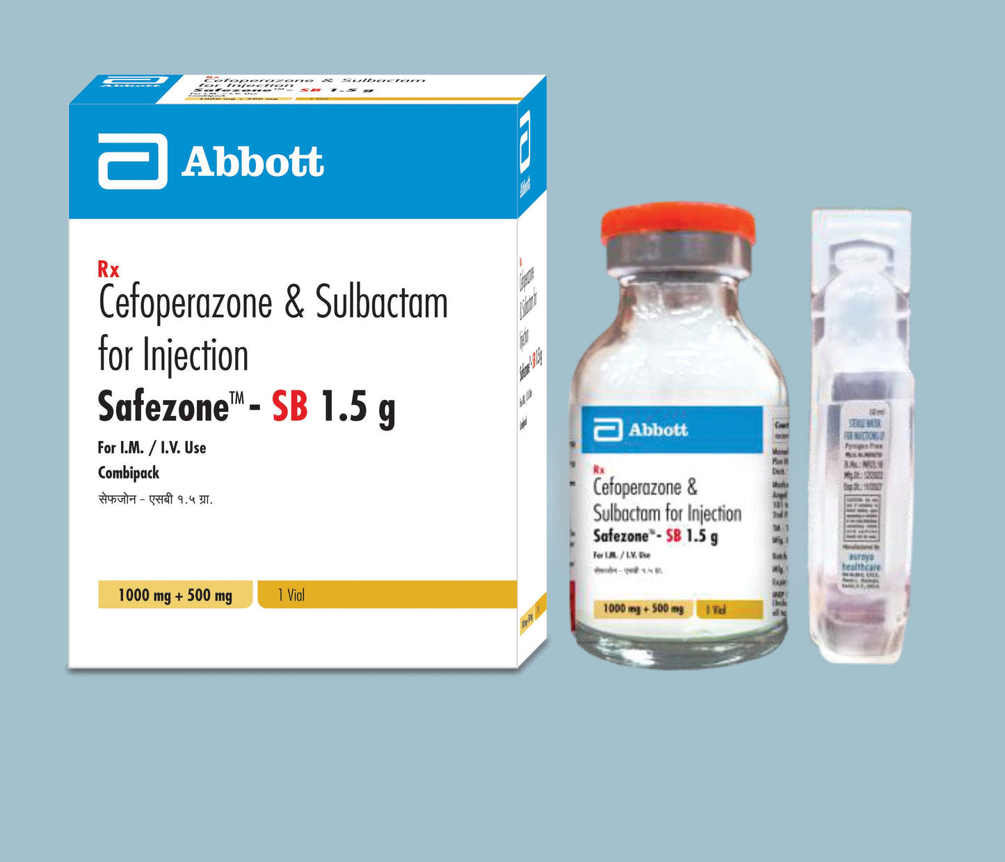 Safezone SB 1.5g Injection (Vial + wfi) (Cefoperazone 1000mg & Sulbactam 500mg)  by Abbott