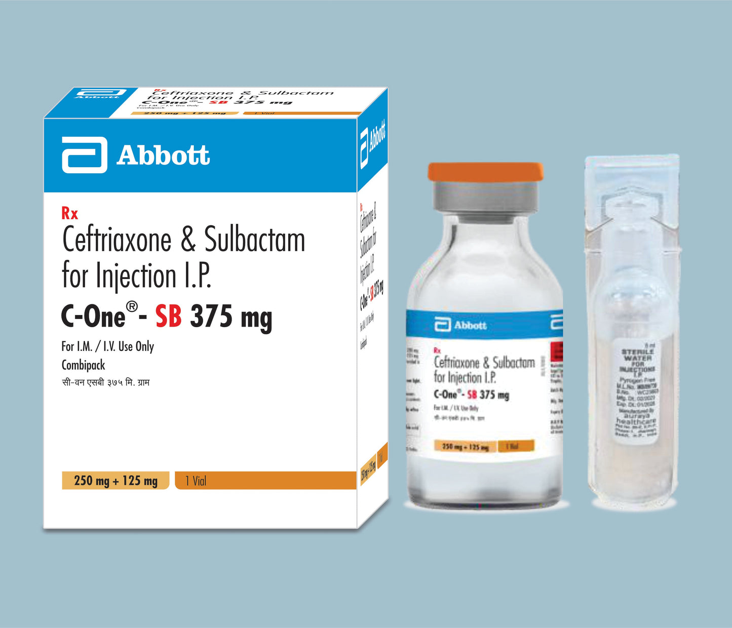 C-One SB 375 Injection (Vial+wfi) (Ceftriaxone 250mg & Sulbactam 125mg)  by Abbott