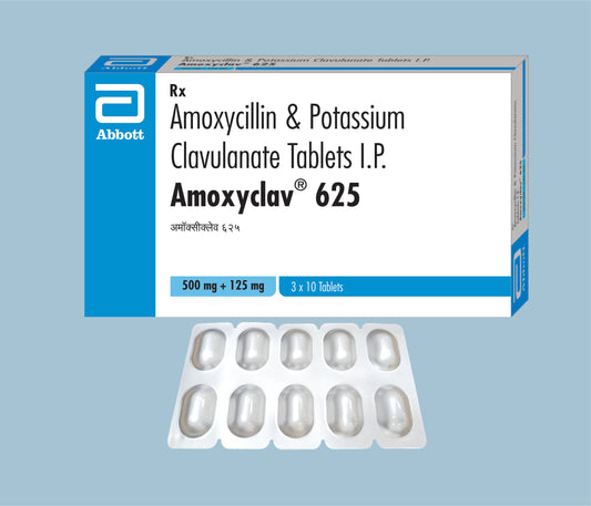 Amoxyclav 625 Tablet 10'lu (10 Tablet) (Amoksisilin 500mg, Potasyum Klavulanat 125mg) Abbott