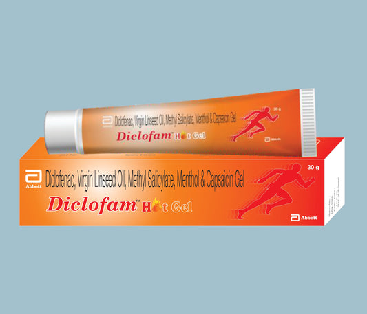 Diclofam Sıcak Jel (30 gm) (Diklofenak Dietilamin BP %1.16 a/a Keten Tohumu Yağı BP %3 a/a, Metil Salisilat %10 a/a Mentol %5 a/a Kapsaisin USP %0.0255 a/a, Benzil Alkol %1 a/a) Abbott tarafından