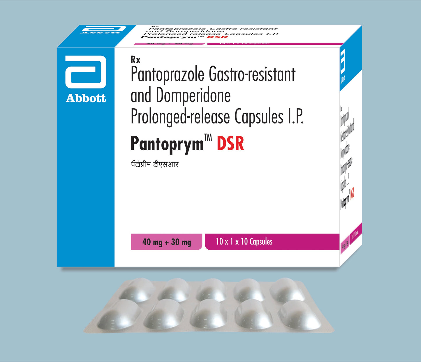 Pantoprym DSR Capsules (10 Caps) (Pantoprazole 40mg & Domperidone 30mg)  by Abbott
