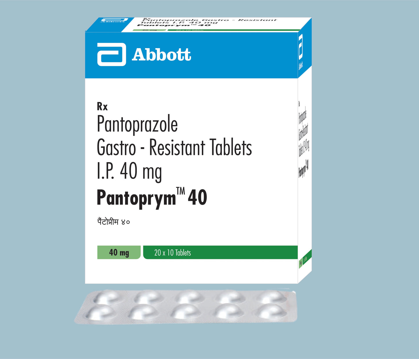 Pantoprym 40 Tablets (10 Tabs) (Pantoprazole Gastro Resistant 40mg)  by Abbott