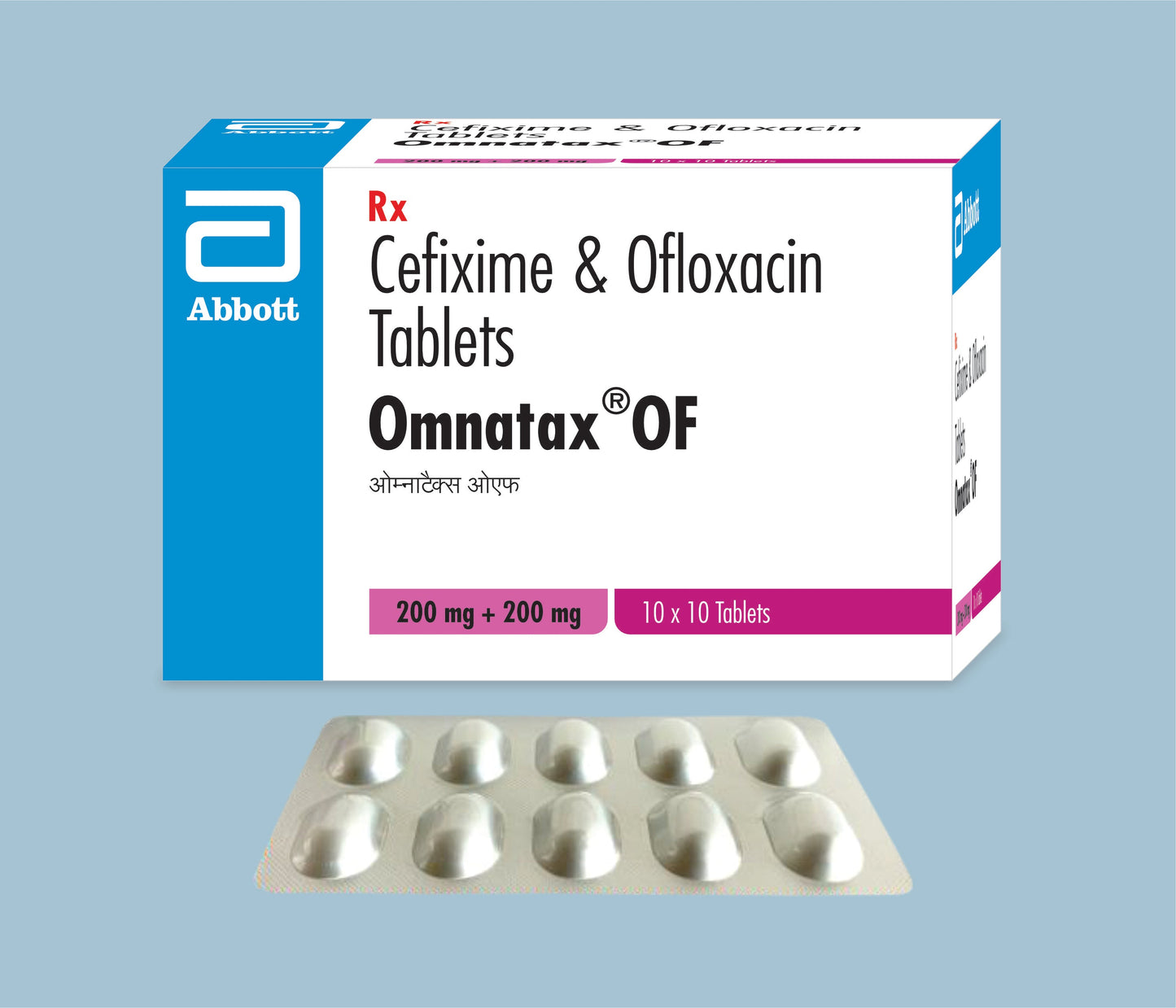 Omnatax OF Tablets (10Tabs) (Cefixime (200mg) & Ofloxacin (200mg))  by Abbott