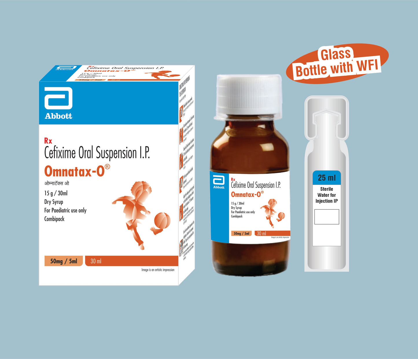 Omnatax O Dry syrup Glass Bottle with WFI (30ml) (Cefixime 50mg)  by Abbott