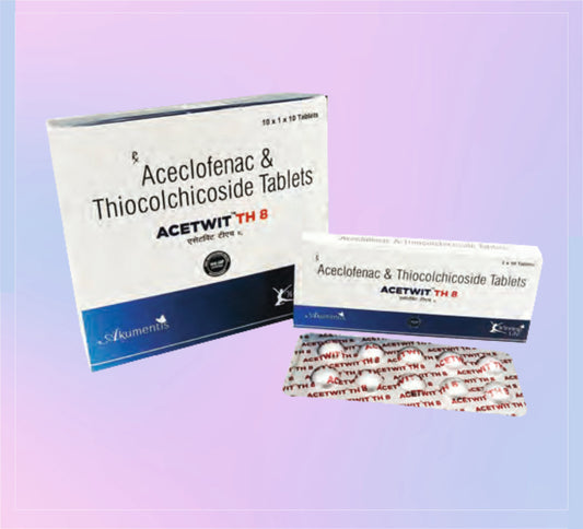 Acetwit Th 8 Tab (Al) 10x1x10 Aceclofenac 100 Mg + Thiocolchicoside 8 Mg by Akumentis
