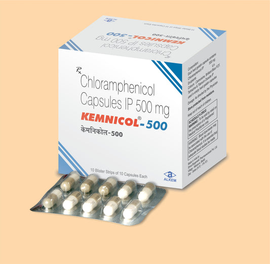 KEMNICOL 500 CAPSULES (10'S) (10'S  Chloramphenicol 500 mg by Alkem