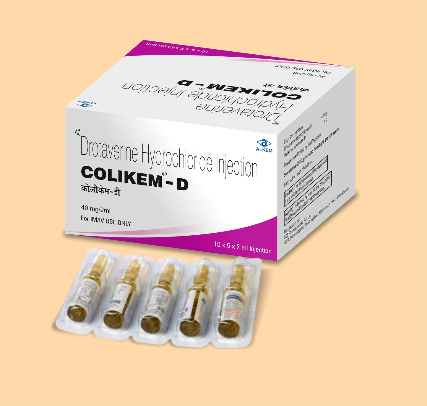 COLIKEM-D INJECTION (2ML) AMPOULES (2ml  Drotaverine Hydrochloride 40 mg by Alkem