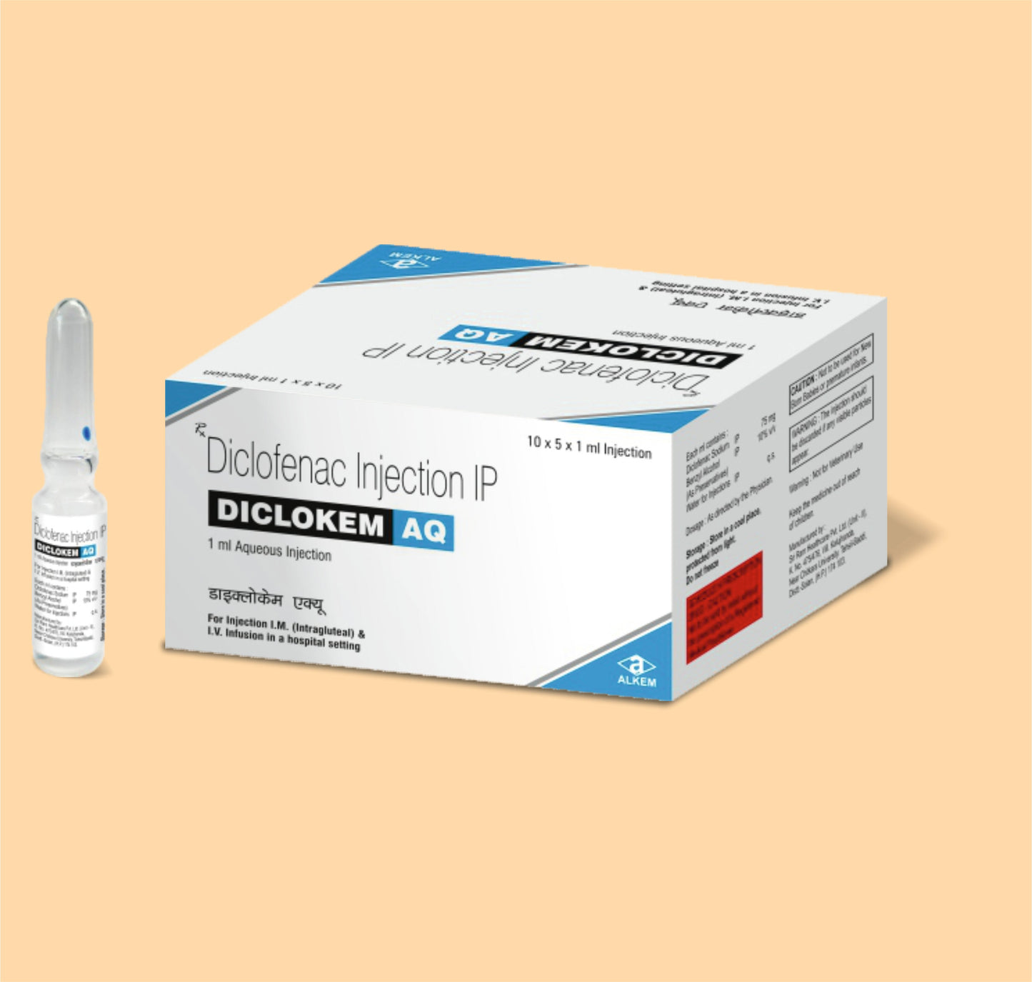 DICLOKEM AQ INJ-1ML (1 ml Amp  Diclofenac Sodium 75 mg by Alkem