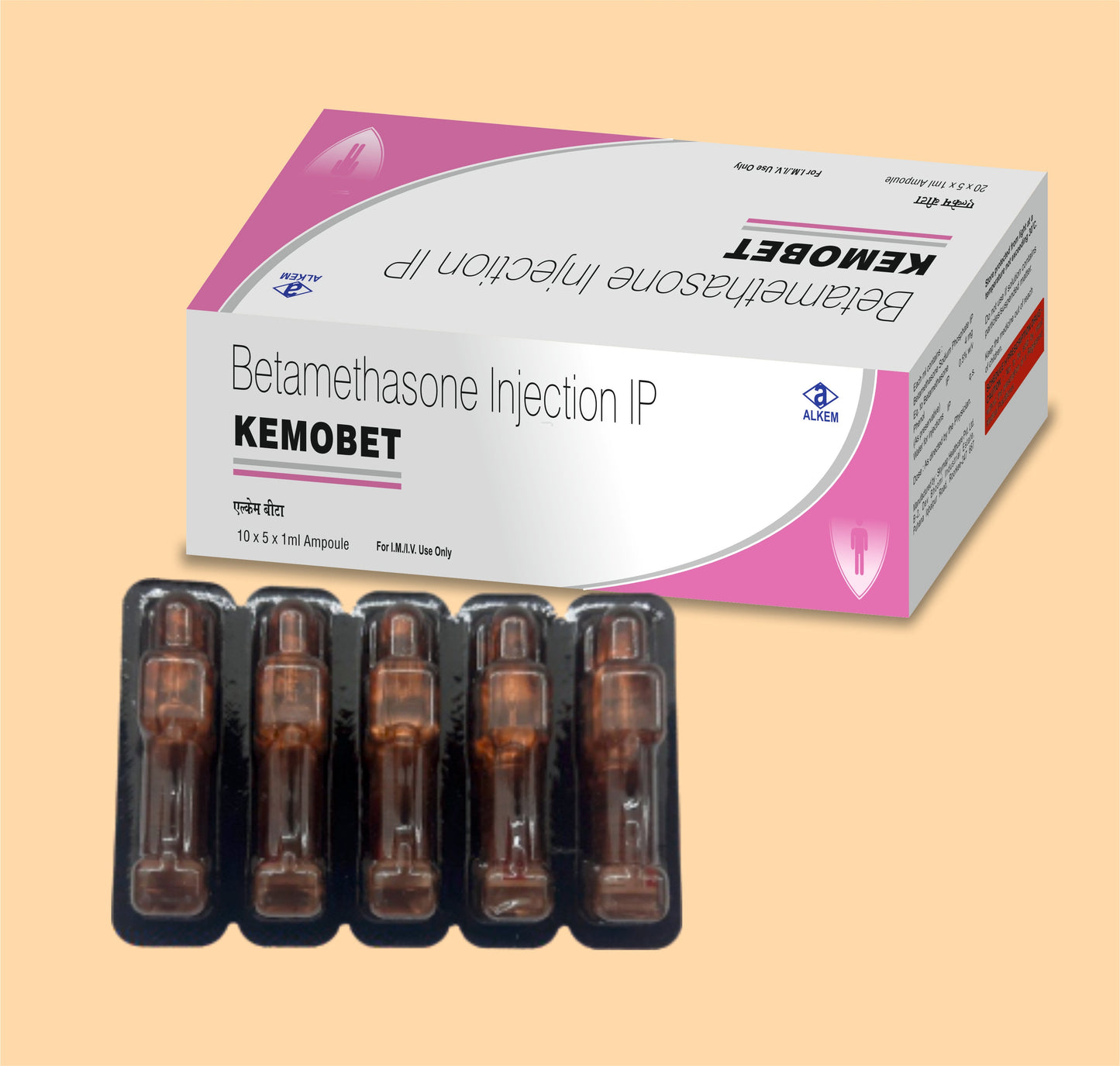 KEMOBET INJECTION (1 ml  Betamethasone Sodium Phosphate 4 mg + Phenol 0.5% w/v by Alkem
