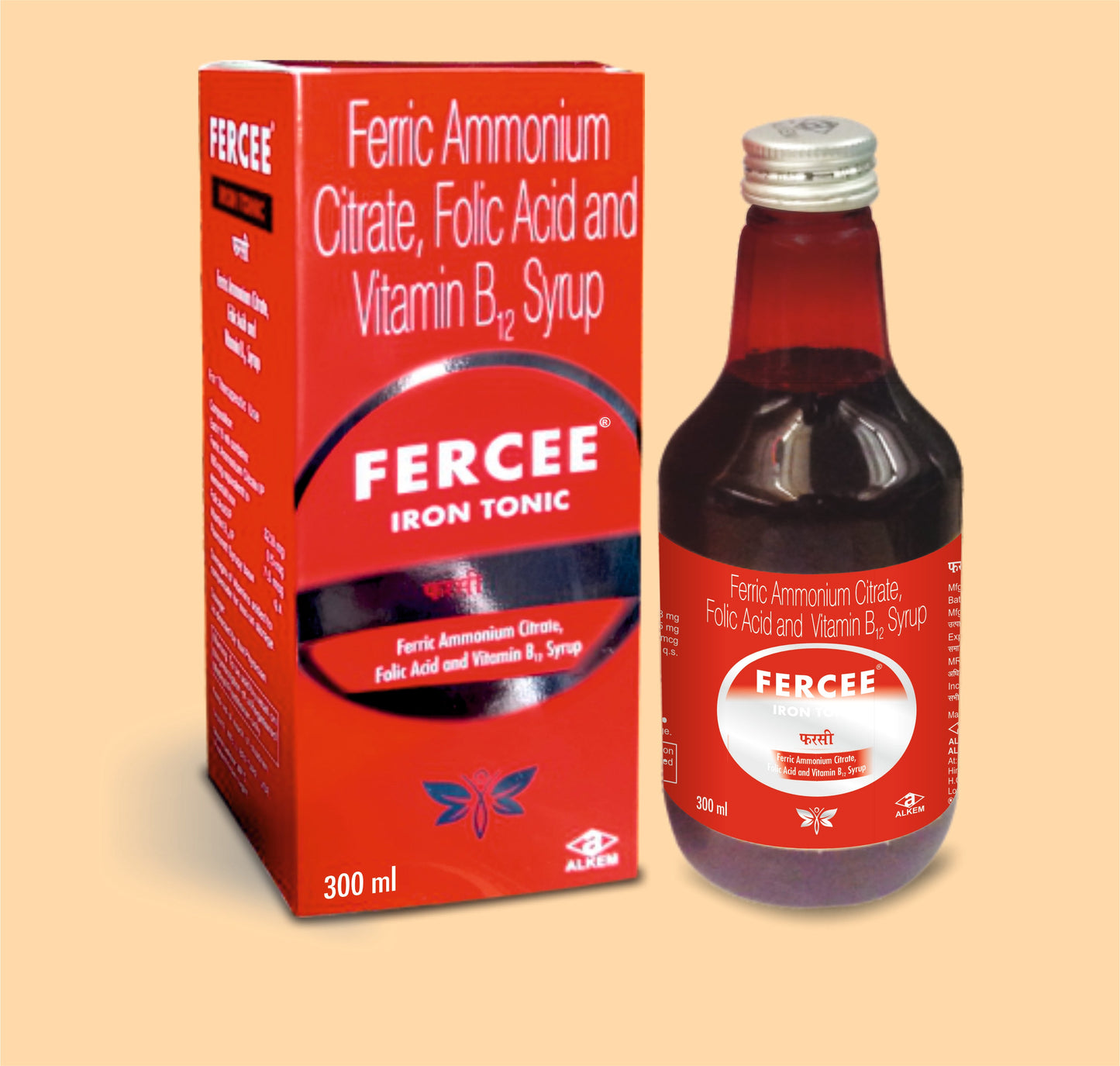FERCEE SYRUP (300ML) (300ml  Ferric Ammonium Citrate 160 mg + Folic Acid 0.5 mg + Vitamin B12 7.5 mcg by Alkem