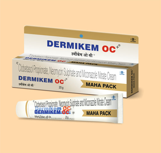 DERMIKEM OC+ KREM (20G) (20 gr %0.05 a/a Klobetazol Propiyonat + %0.5 a/a Neomisin Sülfat + %2 a/a Mikonazol Nitrat + %0.1 a/a Klorokrezol, Alkem)