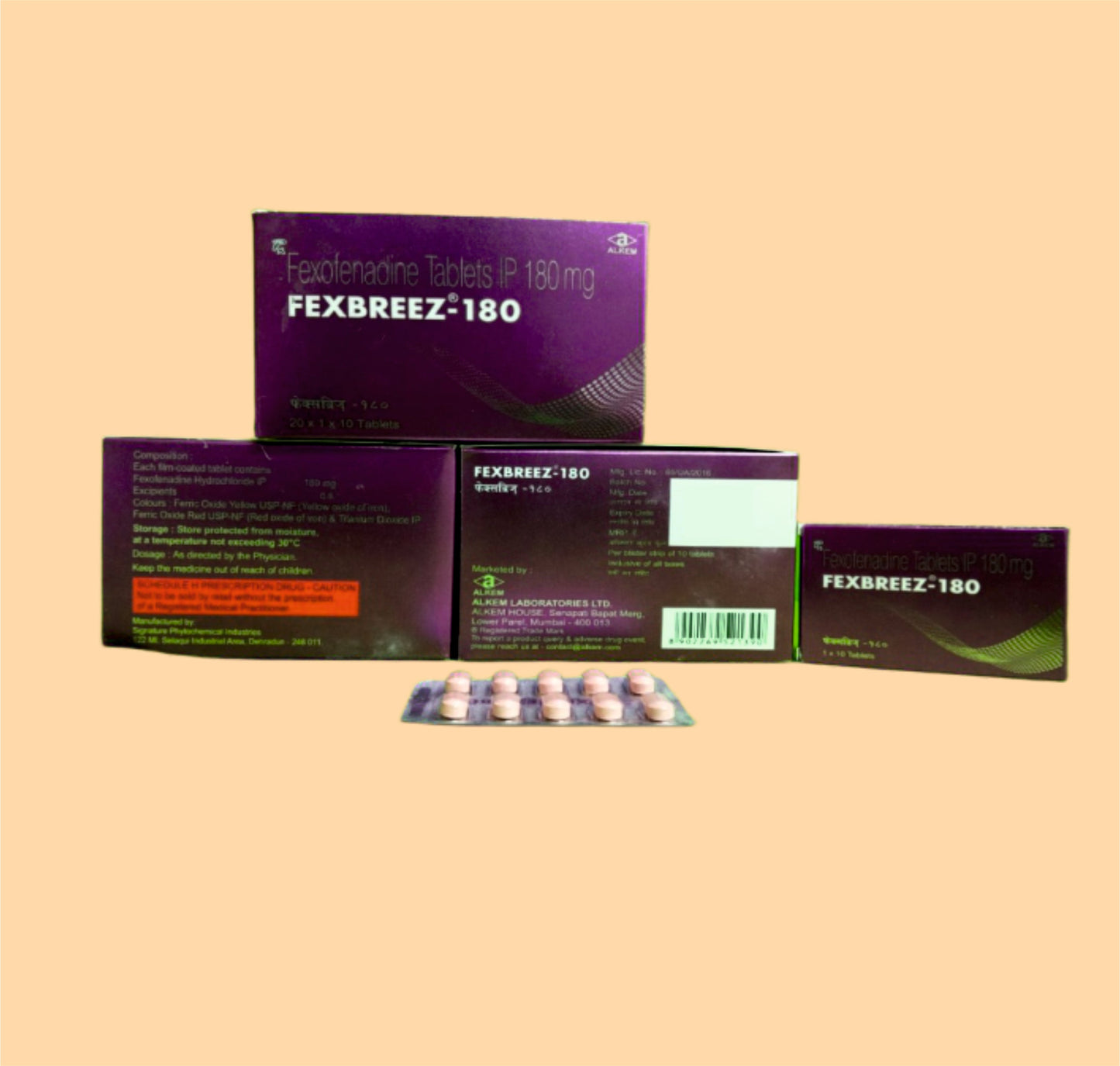 FEXBREEZ 180 Tablets 10'S (10's  Fexofenadine Hydrochloride 180 mg by Alkem