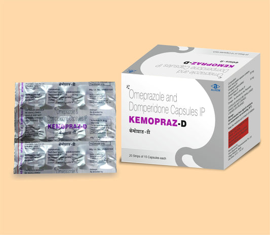 KEMOPRAZ - D CAPSULES (15'S) (15's  Omeprazole 20 mg + Domperidone 10 mg by Alkem