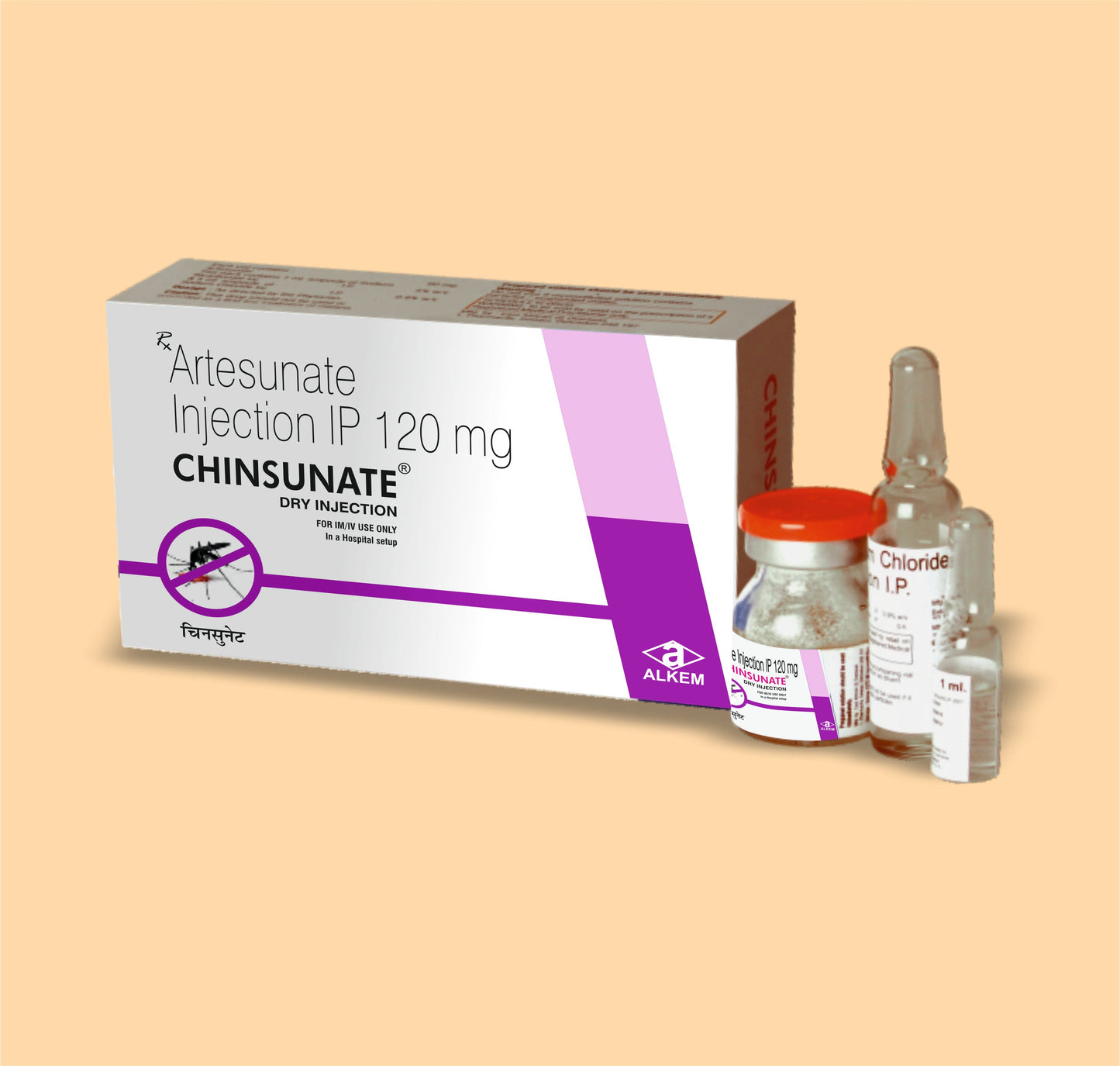 CHINSUNATE iNJECTION 120 MG (10ML VAIL) (10 ml Amp  Artesunate 120 mg + Sodium Bicarbonate 5% w/v + Sodium Chloride 0.9% w/v by Alkem