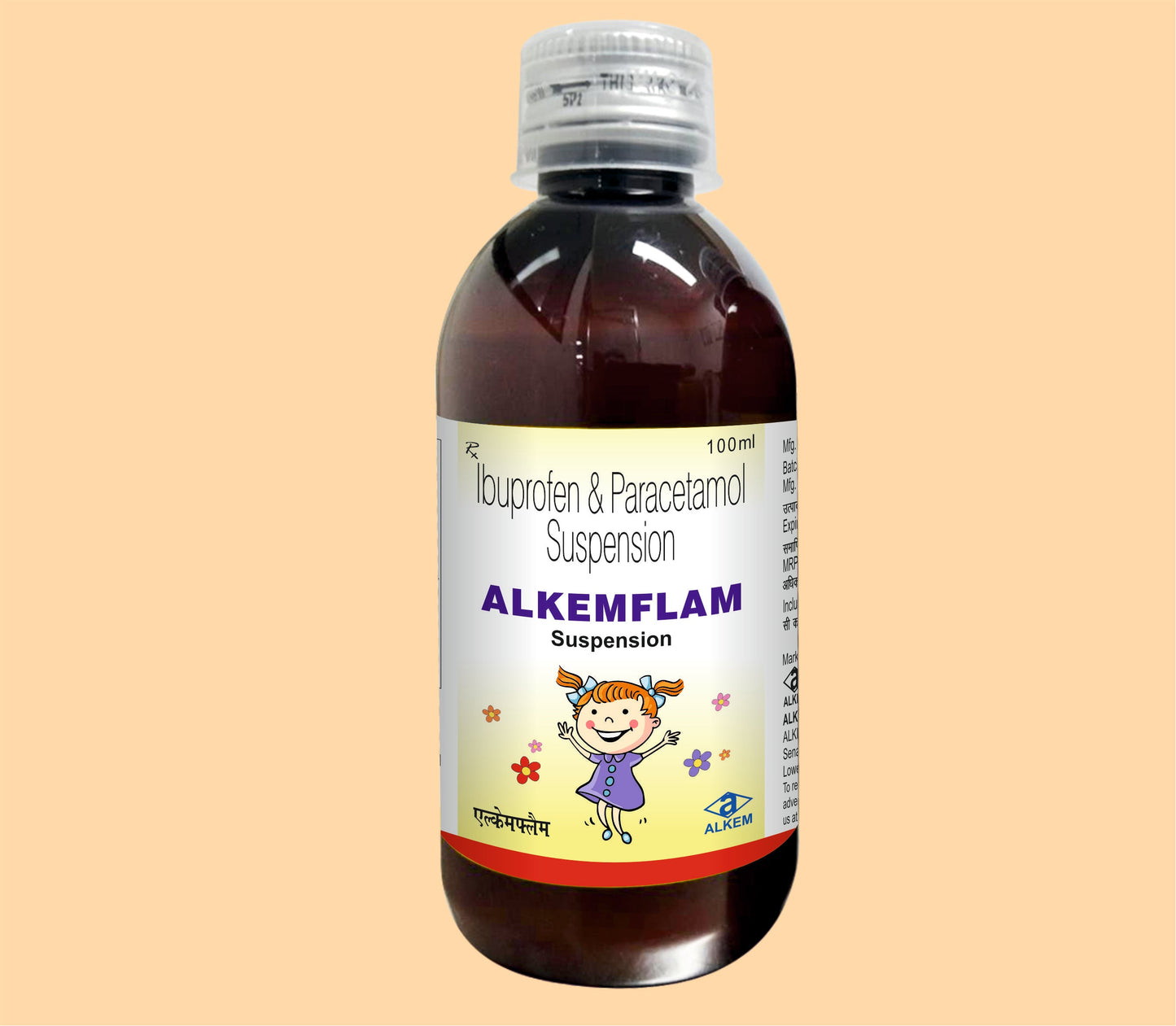 Alkemflam Suspension (100 ml  Ibuprofen 100 mg + Paracetamol 162.5 mg by Alkem