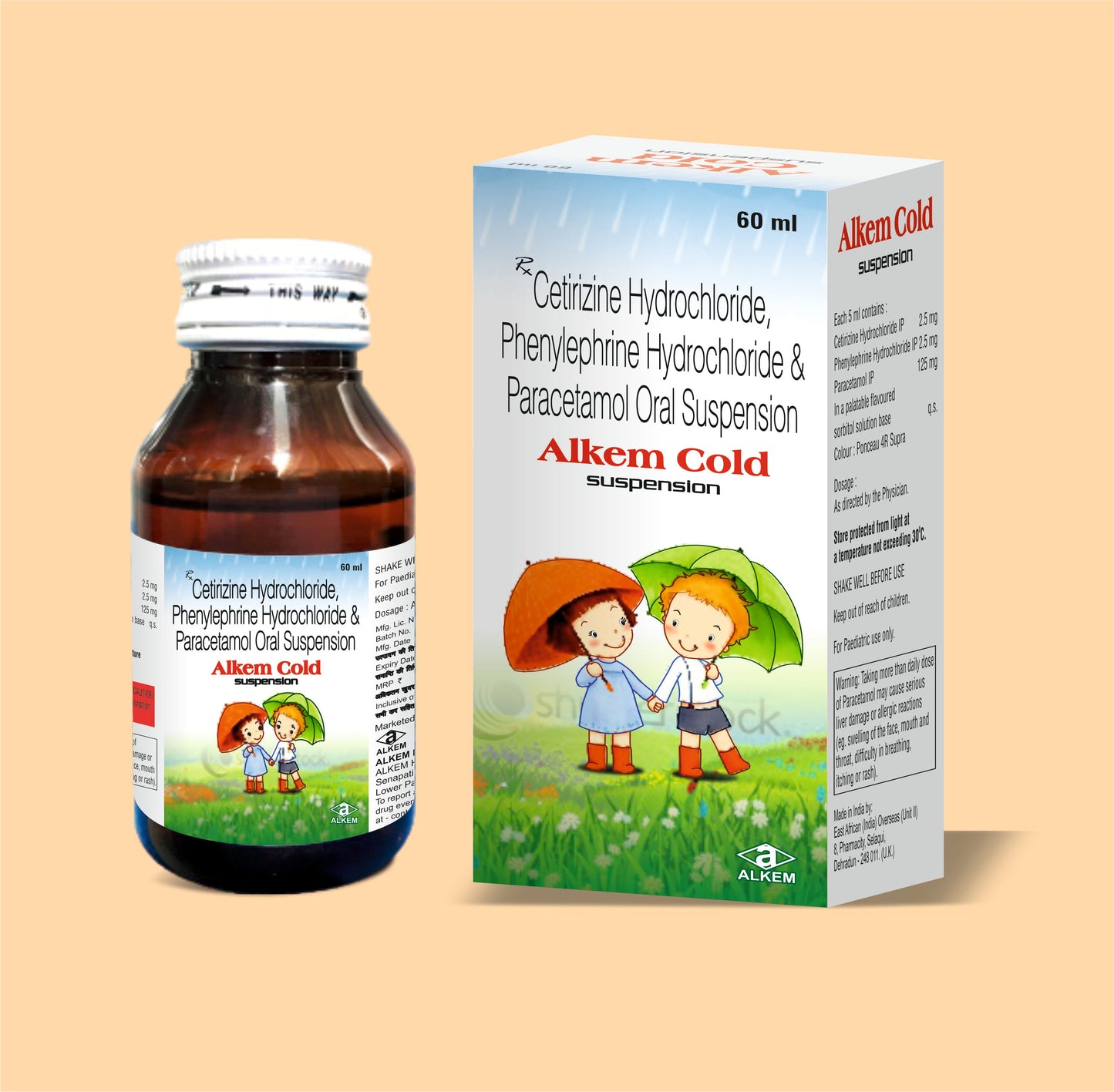 ALKEM COLD + SUSPENSION (60 ml  Paracetamol 125 mg + Phenylephrine Hydrochloride 2.5 mg + Chlorpheniramine Maleate 1 mg by Alkem