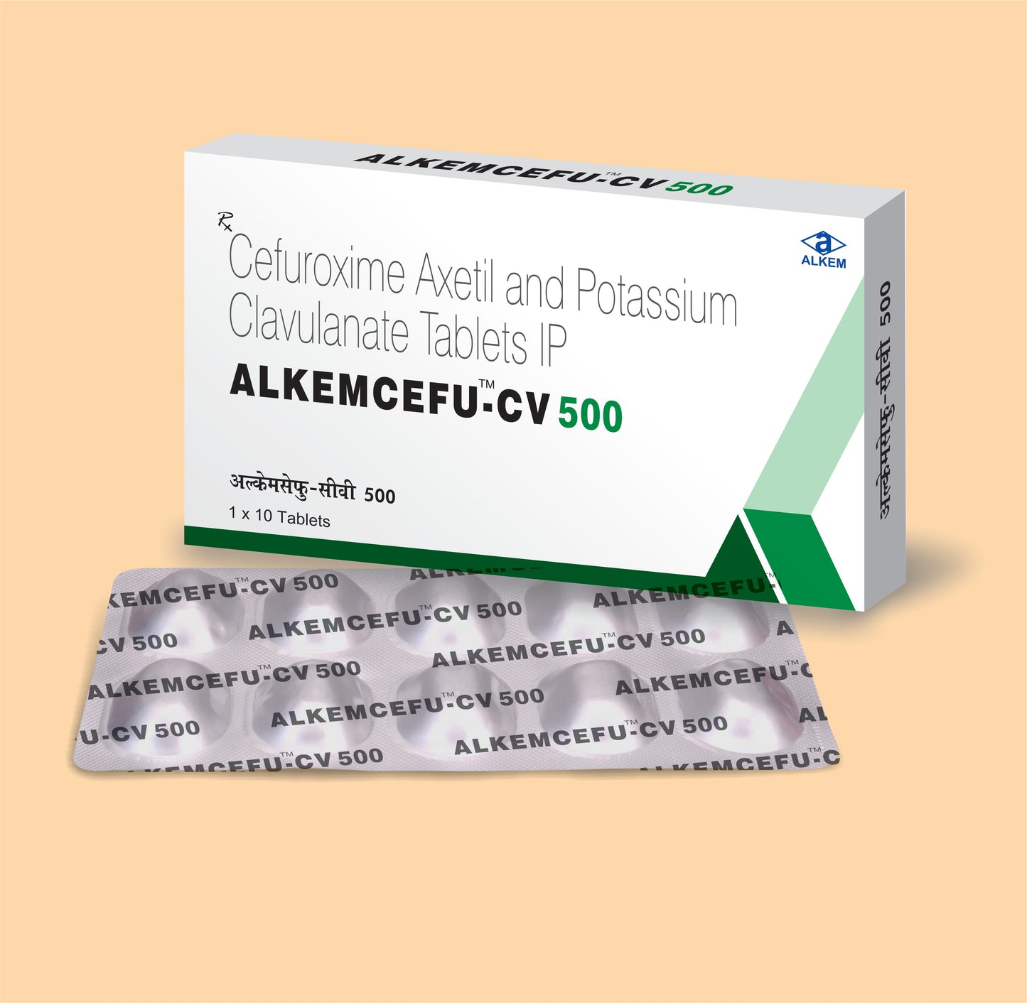 ALKEMCEFU-CV 500 TAB 10S (10s  Cefuroxime 500 mg + Clavulanic Acid 125 mg by Alkem