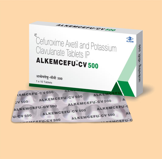 ALKEMCEFU-CV 500 TAB 10S (10 tablet Sefuroksim 500 mg + Klavulanik Asit 125 mg, Alkem üretimi)