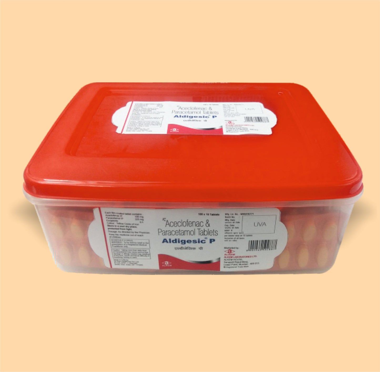 ALDIGESIC P (BOX PACKING) TABLETS (15'S) (15's  Aceclofenac 100 mg + Paracetamol 325 mg by Alkem
