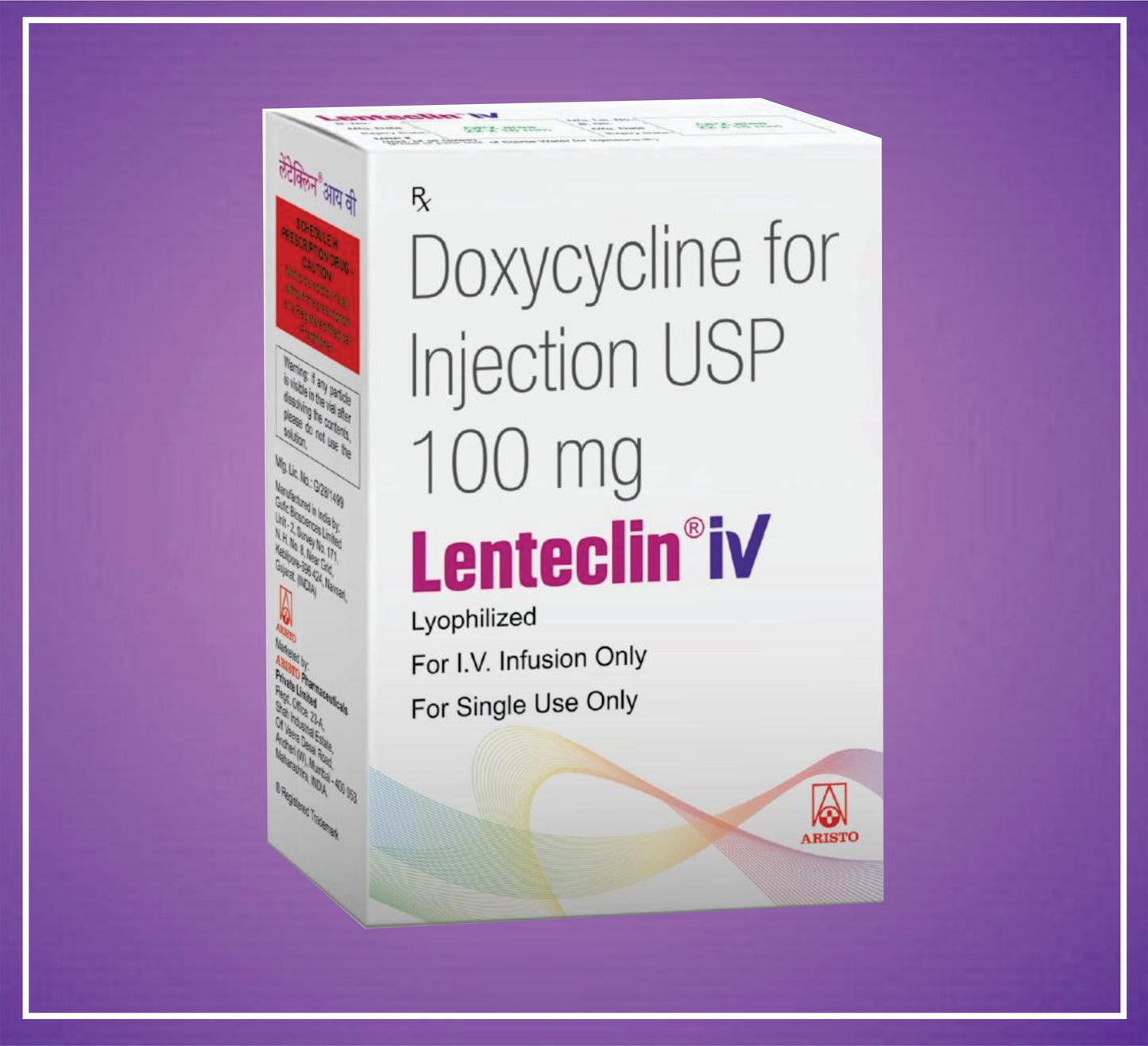 LENTECLIN 100mg ( Doxycyline  for injection 100 mg  ) by Aristo